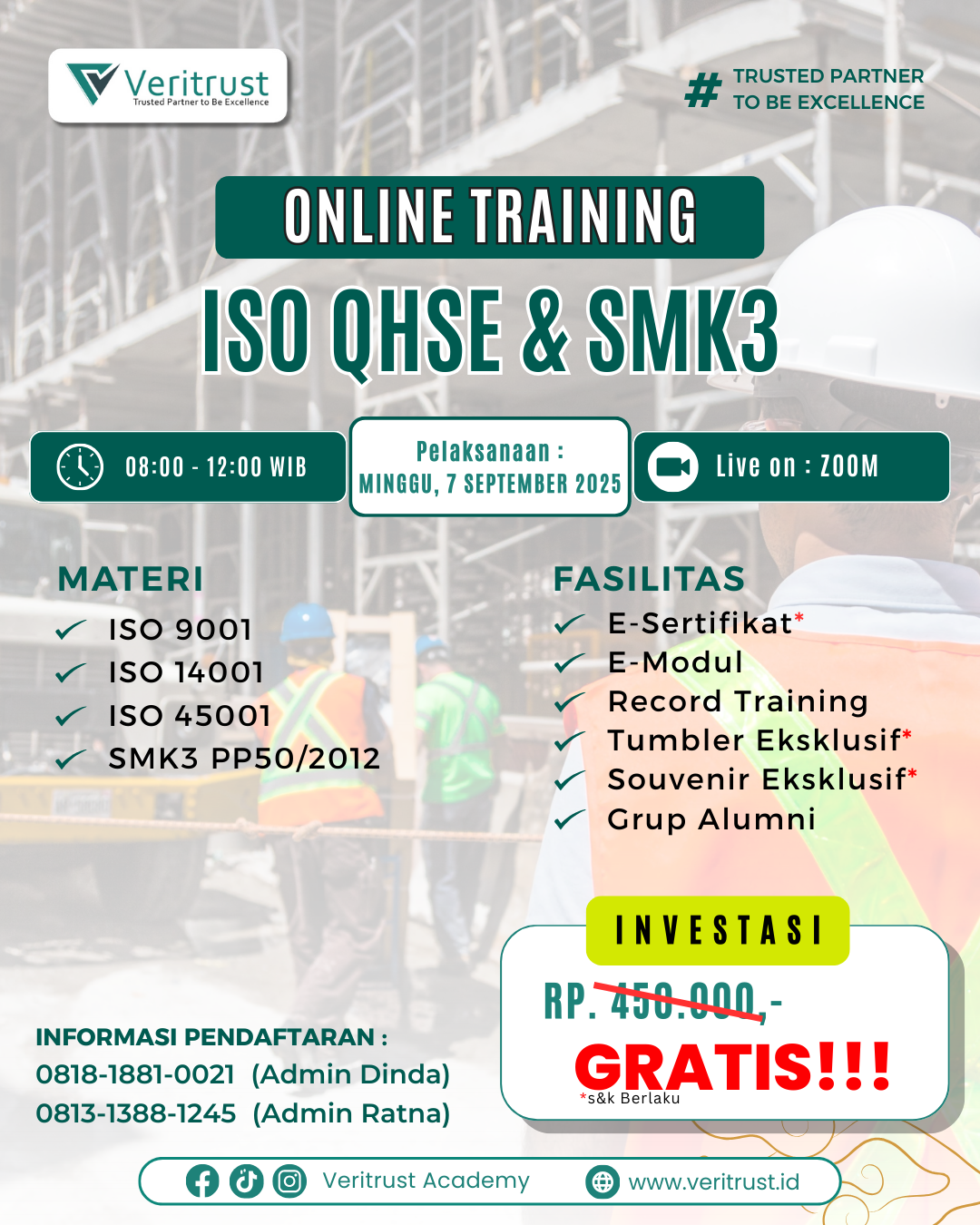 Peatihan ISO gratis Veritrust Academy