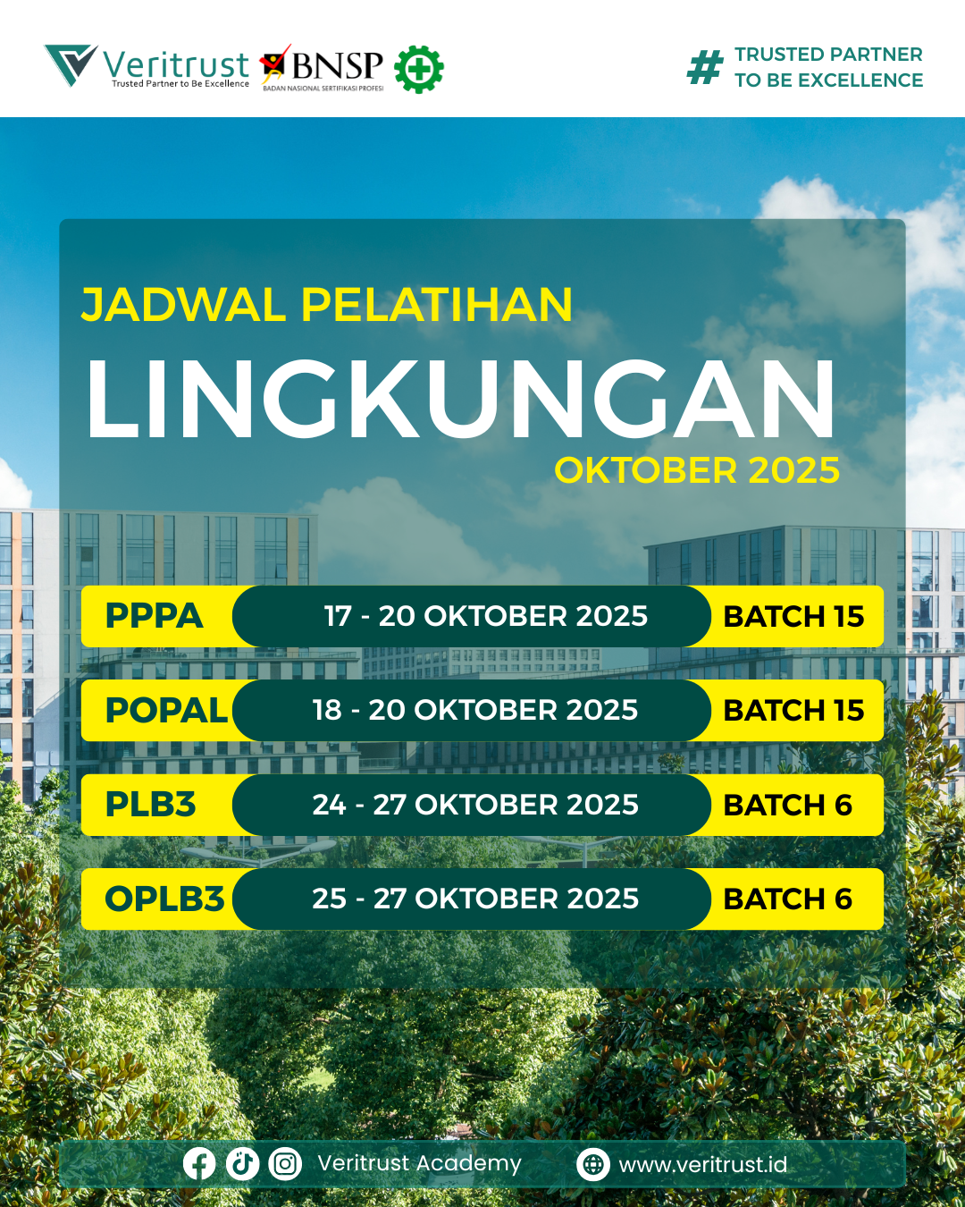 Jadwal Pelatihan Lingkungan Oktober