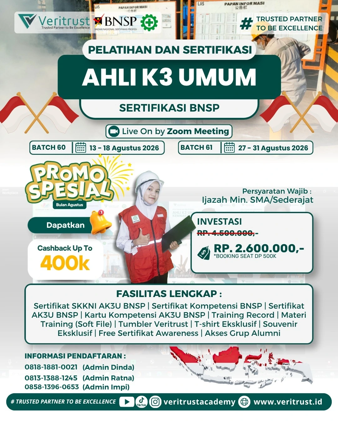 Pelatihan Ahli K3 Umum BNSP Bulan Agustus