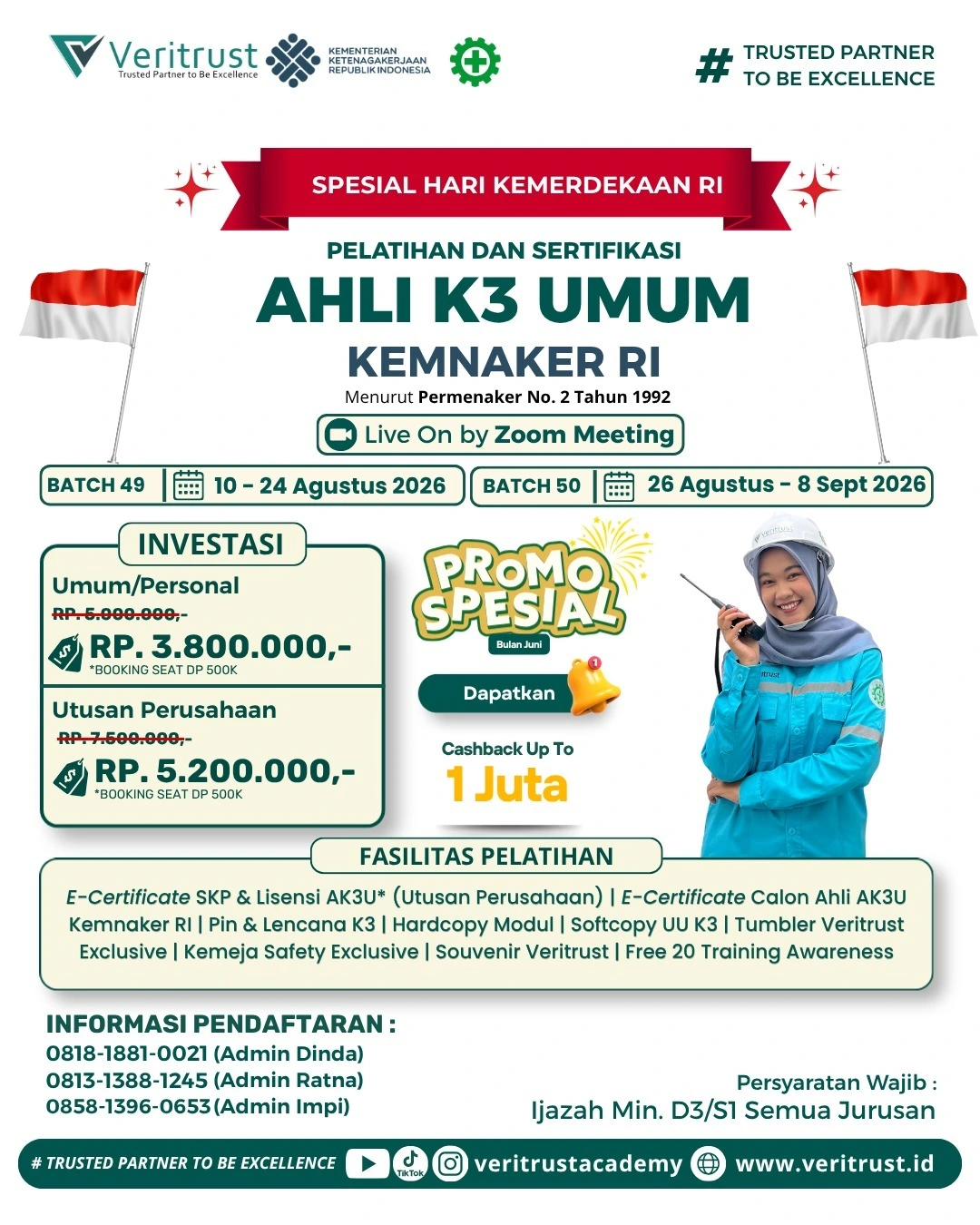 Promo Pelatihan AK3U Kemnaker RI Spesial 17 Agustus
